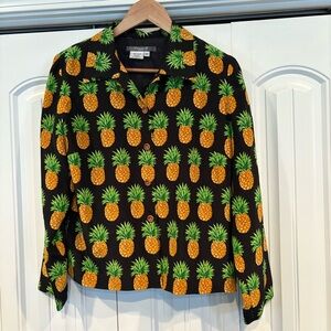Maggy L Silk Pineapple Button Down Top Size‎ 8P